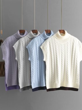 Colorblock Sleevless Knitted Sweater