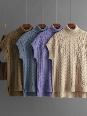 Solid Color Sleeveless Knitted Sweater