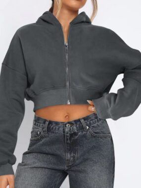 Hooded Zip Up Short Jacket