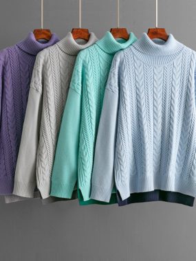 Turtleneck Patterned Knitted Sweater