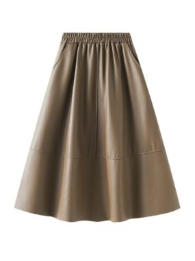 PU Leather Flouncy Midi Skirt