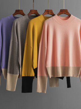 Round Neck Colorful Knitted Sweater