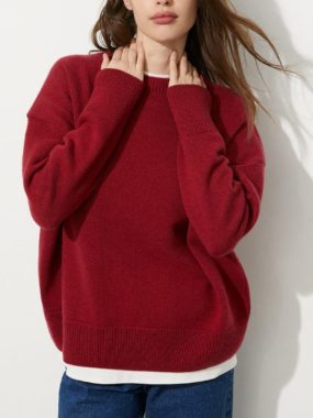 Solid Color Loose Fit Sweater