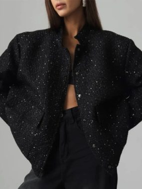 Sequin Blazer Button Up Jacket