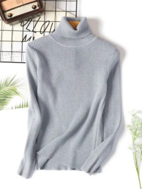 Basic Ribbed Slim Fit Turtleneck Sweater