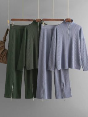 Half Zip High Collar Sweater and Pants B426