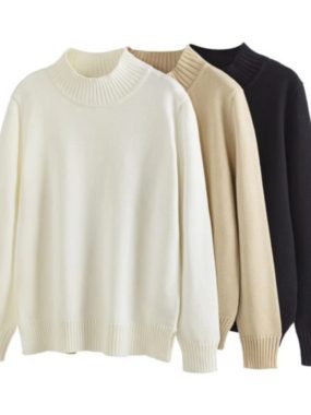 Solid Color Half Turtleneck Sweater