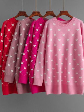 Mid-Length Knitted Sweater Love Pattern