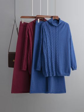 High Collar Sweater with Wide Legged Pants