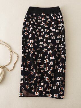 Floral High Waist Midi Skirt