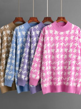 High Collar Patterned Sweater