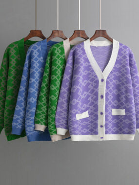 Patterned Aztec Color Contrast Cardigan