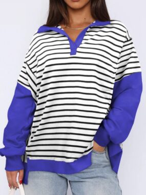 Striped Contrast Color Sweatshirt