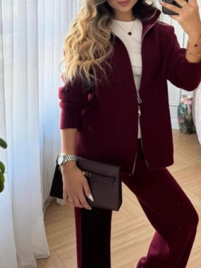 Zip Up High Collar Sweater and Pants