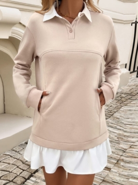Faux 2 Pcs Side Pockets Sweatshirt Dress