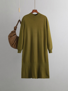 Half Turtleneck Midi Dress