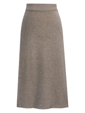 Knitted Midi Skirt with Back Slit