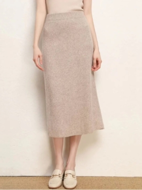 Woolen Knitted Midi Skirt