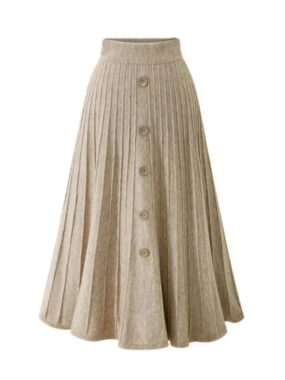 Knitted Mid Length Paneled Skirt