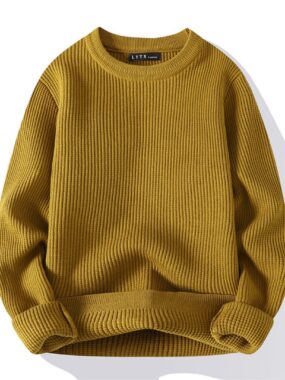 Ribbed Solid Color Sweater with Elbow Patch