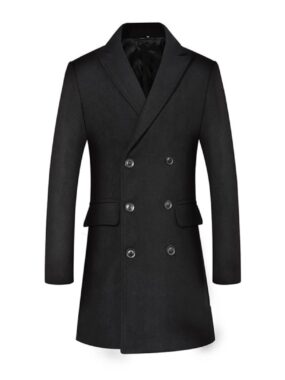 Woolen Cross Closure Mid Length Slim Fit Coat