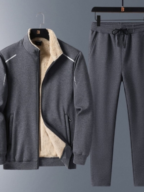 Thick Fleeced Jacket and Jogger Pants Set