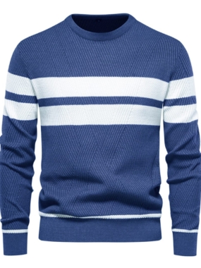 Casual Wide Striped Round Neck Pullover