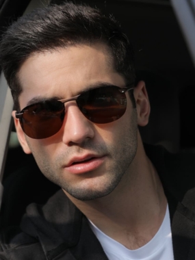 Men's Frameless Oval Sunglasses