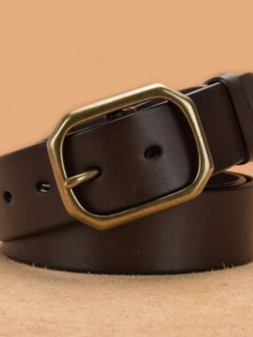 Men's Genuine Leather Belt with Copper Buckle