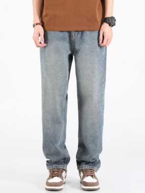 Denim Washed Casual Straight Leg Jeans