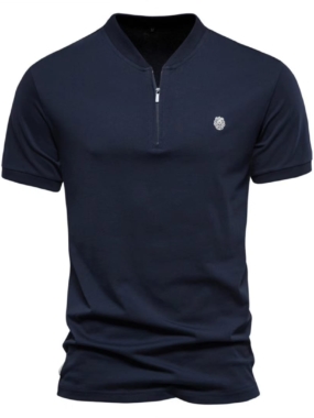 Summer V-Neck Zipper Collar T-Shirt