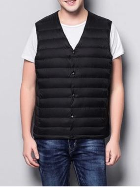Deep V-Neck Puffer Down Vest