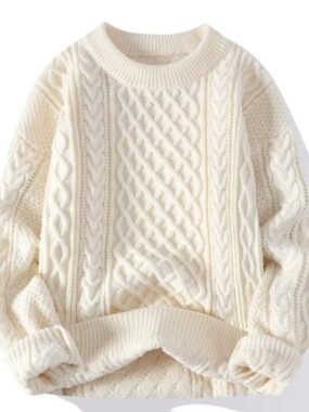Cable Thick Knitted Crew Sweater
