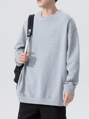 Basic Solid Color Ribbed Men's Pullover