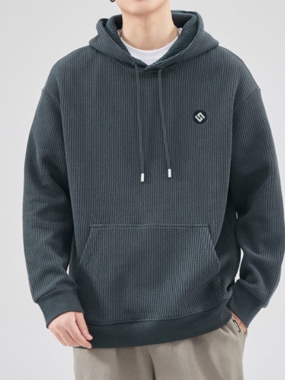 Basic Ribbed Hooded Sweatshirt