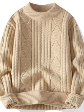 Tone-on-tone Striped Pattern Winter Sweater