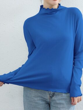 Plain Mock Neck Long Sleeve Top