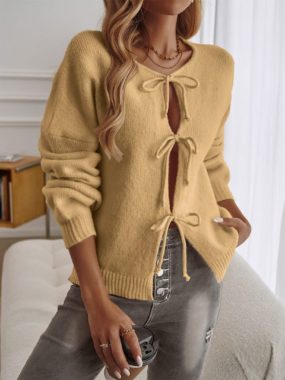 Cute Bows Tied Knit Cardigan