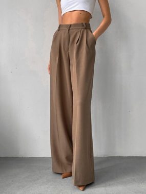 Flared Classic Trousers with Pleats on Hips