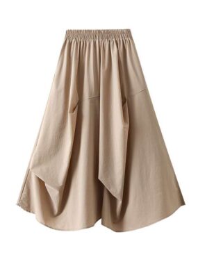 Asymmetric Pleated Midi Umbrella Skirt
