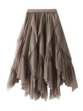 Irregular Frilled Sheer Skirt