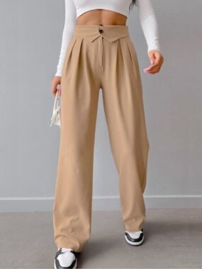 Classic Trousers with High Folded Waistband