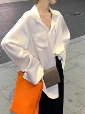 Satin Loose Classic Button-up Blouse