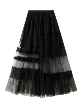 Irregular Sheer Chiffon Illusion Midi Skirt
