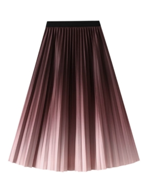Gradient Pleated Midi A-line Skirt