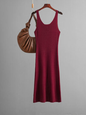 Basic Ribbed Knit Slip Dress