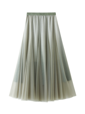 Flared Tulle Midi Skirt