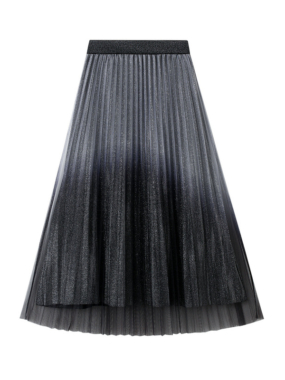 Glitter Gradient Pleated Midi Skirt
