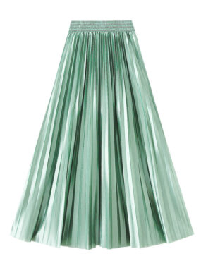 Glitzzy Pleated Midi Satin Skirt