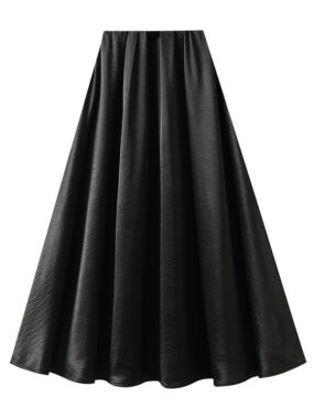 Textured Satin A-line Skirt
